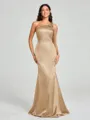 Sheath/Column One-Shoulder Floor-Length Sleeveless Silk Like Satin Bridesmaid Dress