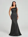 Sheath/Column One-Shoulder Floor-Length Sleeveless Silk Like Satin Bridesmaid Dress