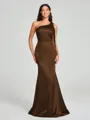 Sheath/Column One-Shoulder Floor-Length Sleeveless Silk Like Satin Bridesmaid Dress