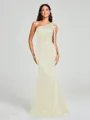 Sheath/Column One-Shoulder Floor-Length Sleeveless Silk Like Satin Bridesmaid Dress