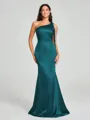 Sheath/Column One-Shoulder Floor-Length Sleeveless Silk Like Satin Bridesmaid Dress