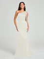 Sheath/Column One-Shoulder Floor-Length Sleeveless Silk Like Satin Bridesmaid Dress
