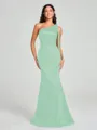 Sheath/Column One-Shoulder Floor-Length Sleeveless Silk Like Satin Bridesmaid Dress