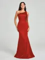 Sheath/Column One-Shoulder Floor-Length Sleeveless Silk Like Satin Bridesmaid Dress