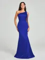 Sheath/Column One-Shoulder Floor-Length Sleeveless Silk Like Satin Bridesmaid Dress