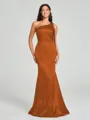 Sheath/Column One-Shoulder Floor-Length Sleeveless Silk Like Satin Bridesmaid Dress