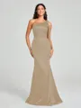 Sheath/Column One-Shoulder Floor-Length Sleeveless Silk Like Satin Bridesmaid Dress