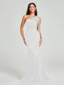 Sheath/Column One-Shoulder Floor-Length Sleeveless Silk Like Satin Bridesmaid Dress