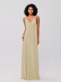A-Line/Princess Jersey Ruched V-neck Sleeveless Floor-Length Bridesmaid Dresses