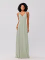 A-Line/Princess Jersey Ruched V-neck Sleeveless Floor-Length Bridesmaid Dresses