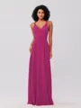 A-Line/Princess Jersey Ruched V-neck Sleeveless Floor-Length Bridesmaid Dresses