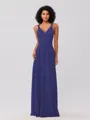 A-Line/Princess Jersey Ruched V-neck Sleeveless Floor-Length Bridesmaid Dresses