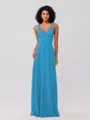 A-Line/Princess Jersey Ruched V-neck Sleeveless Floor-Length Bridesmaid Dresses