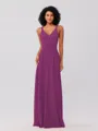 A-Line/Princess Jersey Ruched V-neck Sleeveless Floor-Length Bridesmaid Dresses