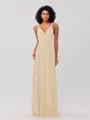 A-Line/Princess Jersey Ruched V-neck Sleeveless Floor-Length Bridesmaid Dresses