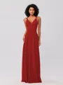A-Line/Princess Jersey Ruched V-neck Sleeveless Floor-Length Bridesmaid Dresses