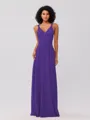 A-Line/Princess Jersey Ruched V-neck Sleeveless Floor-Length Bridesmaid Dresses