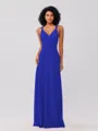 A-Line/Princess Jersey Ruched V-neck Sleeveless Floor-Length Bridesmaid Dresses