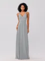 A-Line/Princess Jersey Ruched V-neck Sleeveless Floor-Length Bridesmaid Dresses