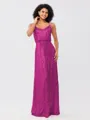 A-Line/Princess Sequins Ruched Straps Sleeveless Floor-Length Bridesmaid Dresses