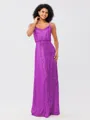 A-Line/Princess Sequins Ruched Straps Sleeveless Floor-Length Bridesmaid Dresses