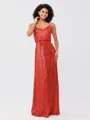 A-Line/Princess Sequins Ruched Straps Sleeveless Floor-Length Bridesmaid Dresses