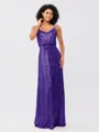 A-Line/Princess Sequins Ruched Straps Sleeveless Floor-Length Bridesmaid Dresses