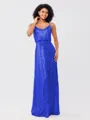 A-Line/Princess Sequins Ruched Straps Sleeveless Floor-Length Bridesmaid Dresses