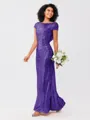 Sheath/Column Sequins Ruched Scoop Short Sleeves Floor-Length Bridesmaid Dresses
