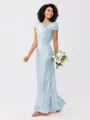 Sheath/Column Sequins Ruched Scoop Short Sleeves Floor-Length Bridesmaid Dresses