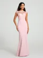 Trumpet/Mermaid High Neck Floor-Length Sleeveless Stretch Crepe Bridesmaid Dress