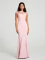Trumpet/Mermaid High Neck Floor-Length Sleeveless Stretch Crepe Bridesmaid Dress