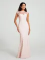 Trumpet/Mermaid High Neck Floor-Length Sleeveless Stretch Crepe Bridesmaid Dress