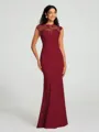 Trumpet/Mermaid High Neck Floor-Length Sleeveless Stretch Crepe Bridesmaid Dress