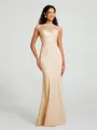Trumpet/Mermaid High Neck Floor-Length Sleeveless Stretch Crepe Bridesmaid Dress