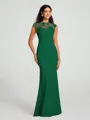 Trumpet/Mermaid High Neck Floor-Length Sleeveless Stretch Crepe Bridesmaid Dress