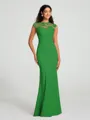 Trumpet/Mermaid High Neck Floor-Length Sleeveless Stretch Crepe Bridesmaid Dress