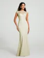 Trumpet/Mermaid High Neck Floor-Length Sleeveless Stretch Crepe Bridesmaid Dress