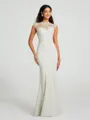 Trumpet/Mermaid High Neck Floor-Length Sleeveless Stretch Crepe Bridesmaid Dress