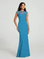 Trumpet/Mermaid High Neck Floor-Length Sleeveless Stretch Crepe Bridesmaid Dress