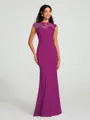 Trumpet/Mermaid High Neck Floor-Length Sleeveless Stretch Crepe Bridesmaid Dress