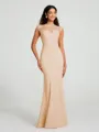 Trumpet/Mermaid High Neck Floor-Length Sleeveless Stretch Crepe Bridesmaid Dress