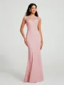 Trumpet/Mermaid High Neck Floor-Length Sleeveless Stretch Crepe Bridesmaid Dress