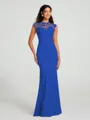 Trumpet/Mermaid High Neck Floor-Length Sleeveless Stretch Crepe Bridesmaid Dress