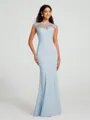 Trumpet/Mermaid High Neck Floor-Length Sleeveless Stretch Crepe Bridesmaid Dress