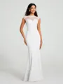 Trumpet/Mermaid High Neck Floor-Length Sleeveless Stretch Crepe Bridesmaid Dress