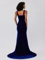 Trumpet/Mermaid Velvet Ruffles Straps Sleeveless Sweep/Brush Train Bridesmaid Dresses