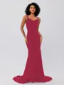 Trumpet/Mermaid Velvet Ruffles Straps Sleeveless Sweep/Brush Train Bridesmaid Dresses