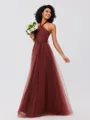 A-Line/Princess Tulle Ruffles Halter Sleeveless Floor-Length Bridesmaid Dresses