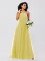 A-Line/Princess Tulle Ruffles Halter Sleeveless Floor-Length Bridesmaid Dresses